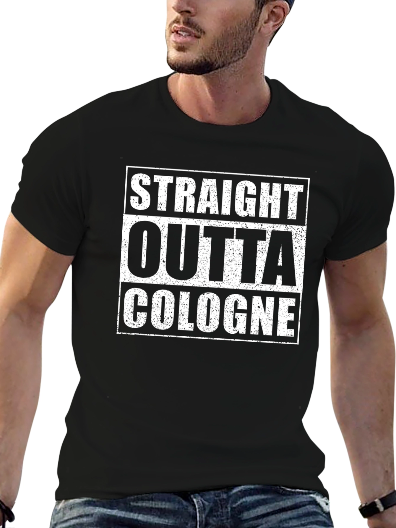 Straight Outta Cologne Black Graphic T-Shirt