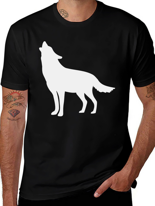 Mens Black T-shirt with Wolf Silhouette