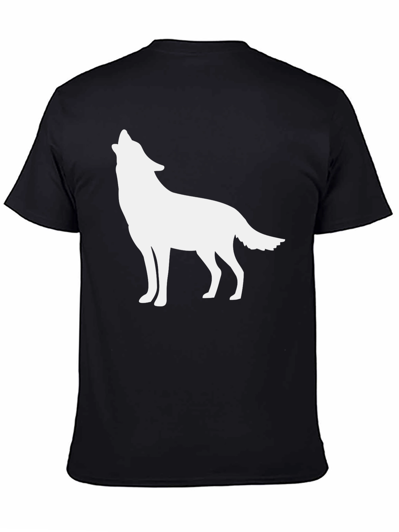 Mens Black T-shirt with Wolf Silhouette