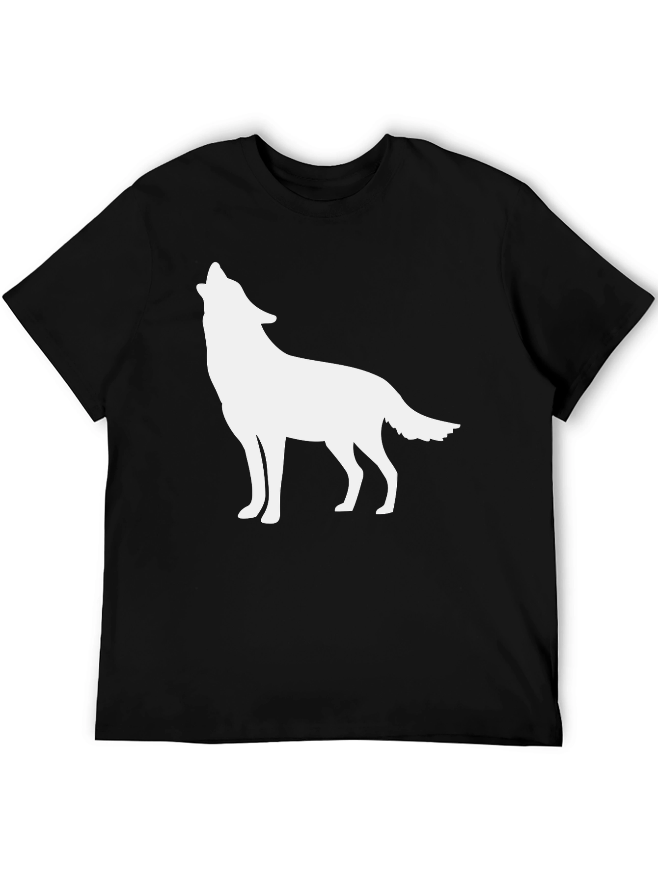 Mens Black T-shirt with Wolf Silhouette