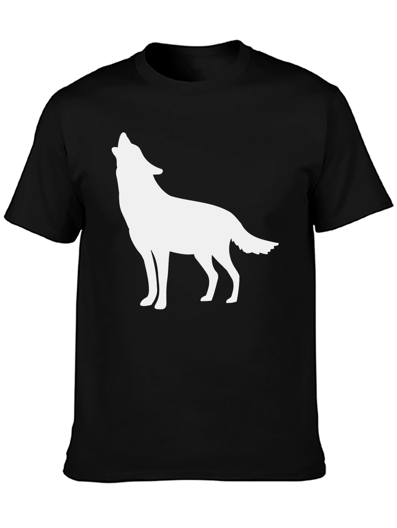 Mens Black T-shirt with Wolf Silhouette