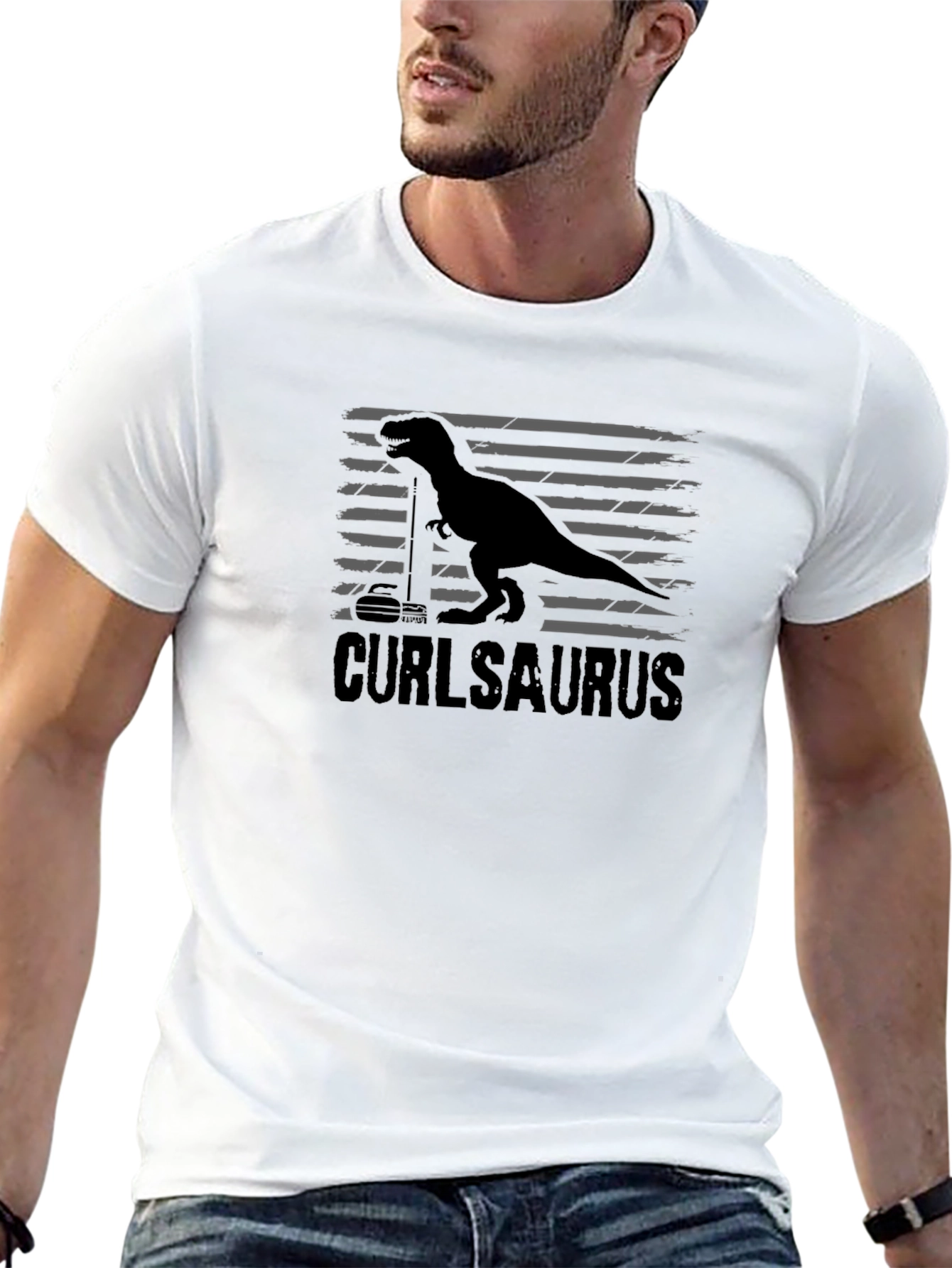 Curlasaurus T-Shirt - Curling Dinosaur Tee
