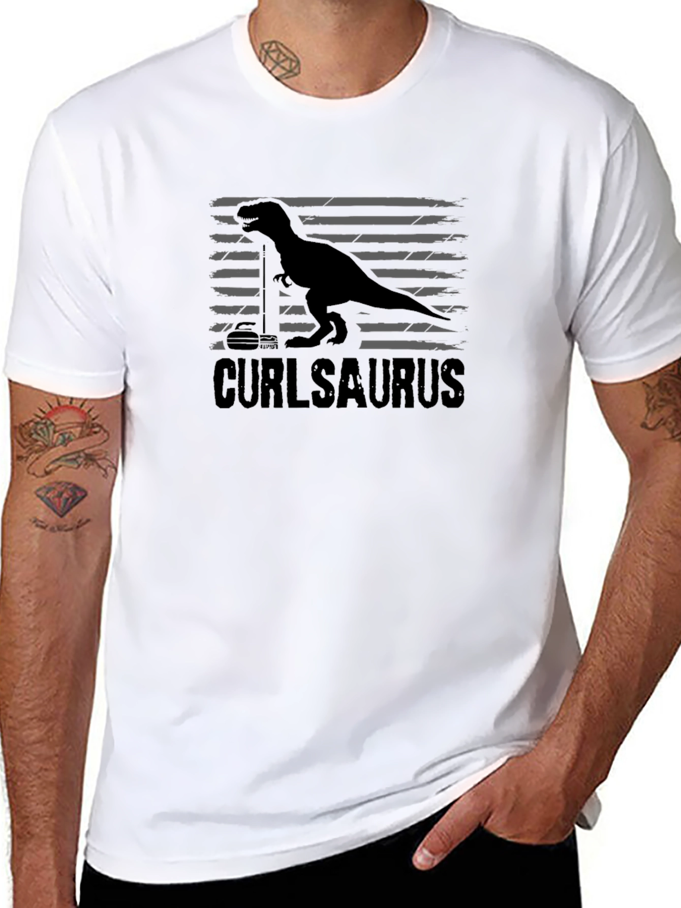 Curlasaurus T-Shirt - Curling Dinosaur Tee
