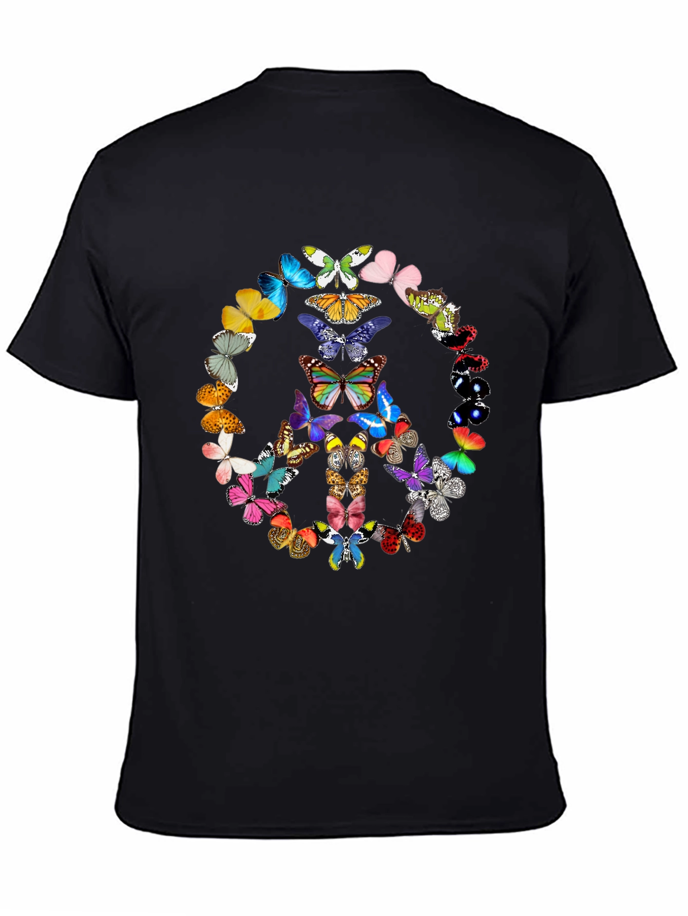 Butterfly Peace Sign Graphic Tee - Black