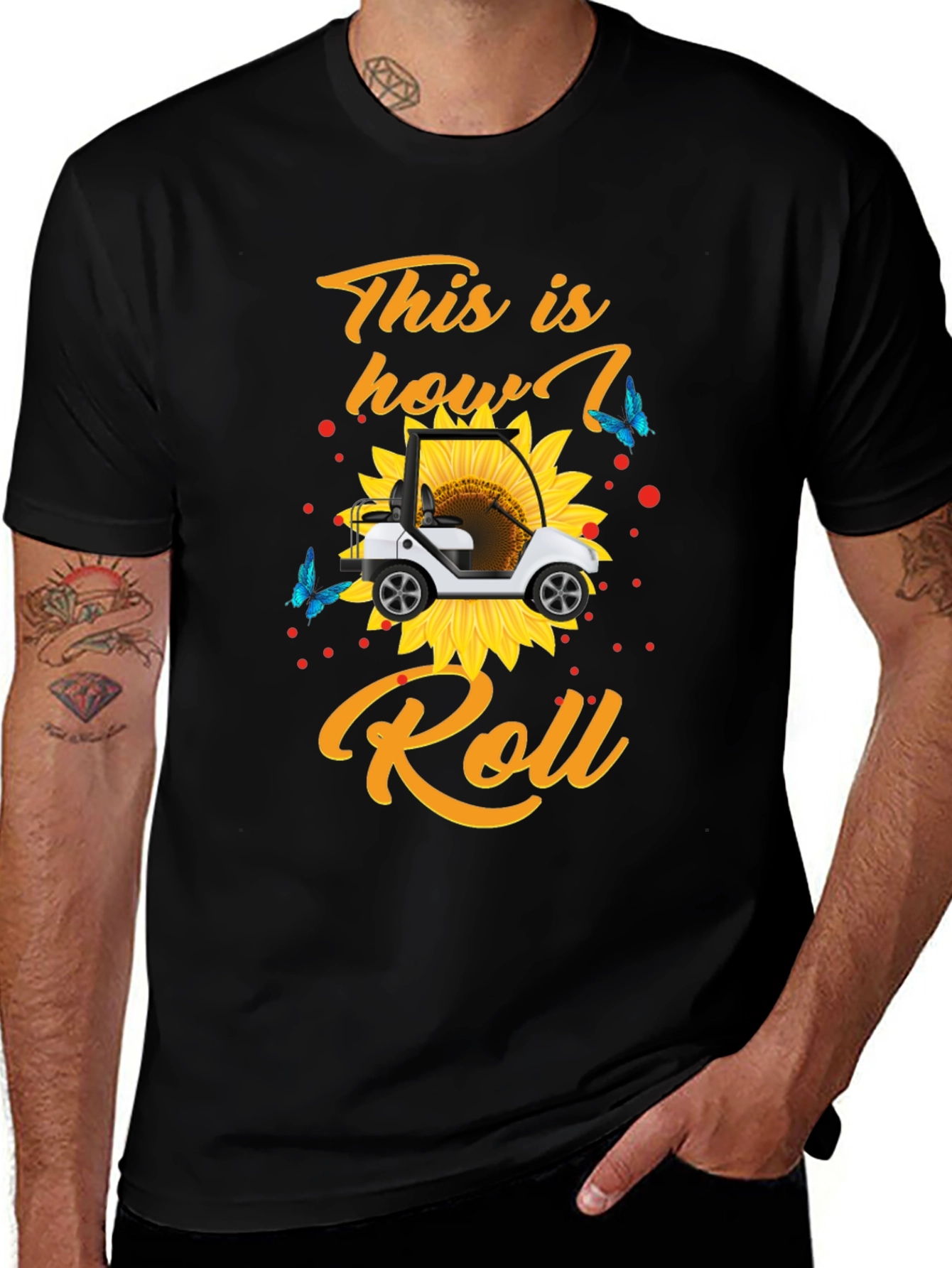 Golf Cart Sunflower Graphic Tee