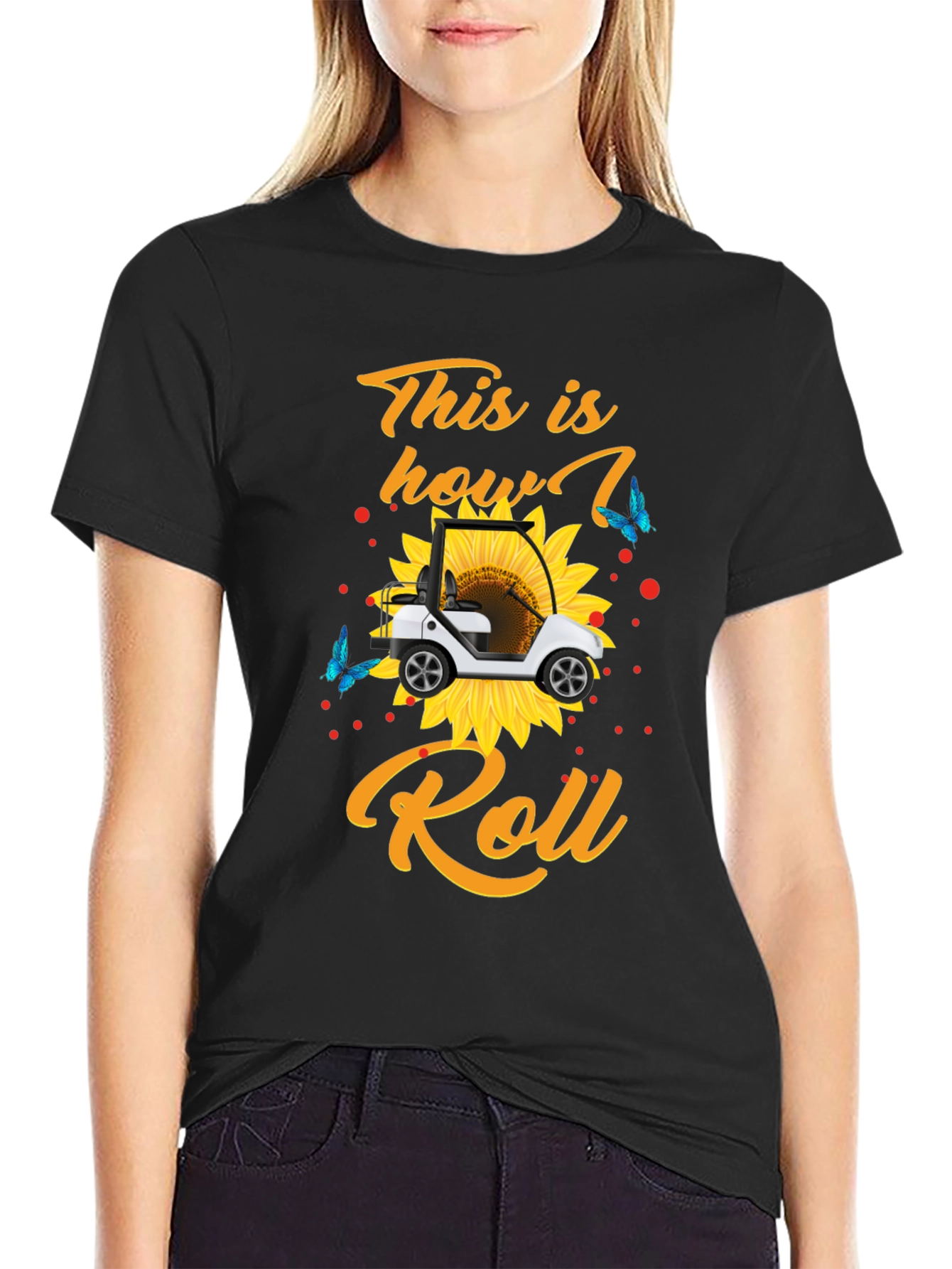 Golf Cart Sunflower Graphic Tee