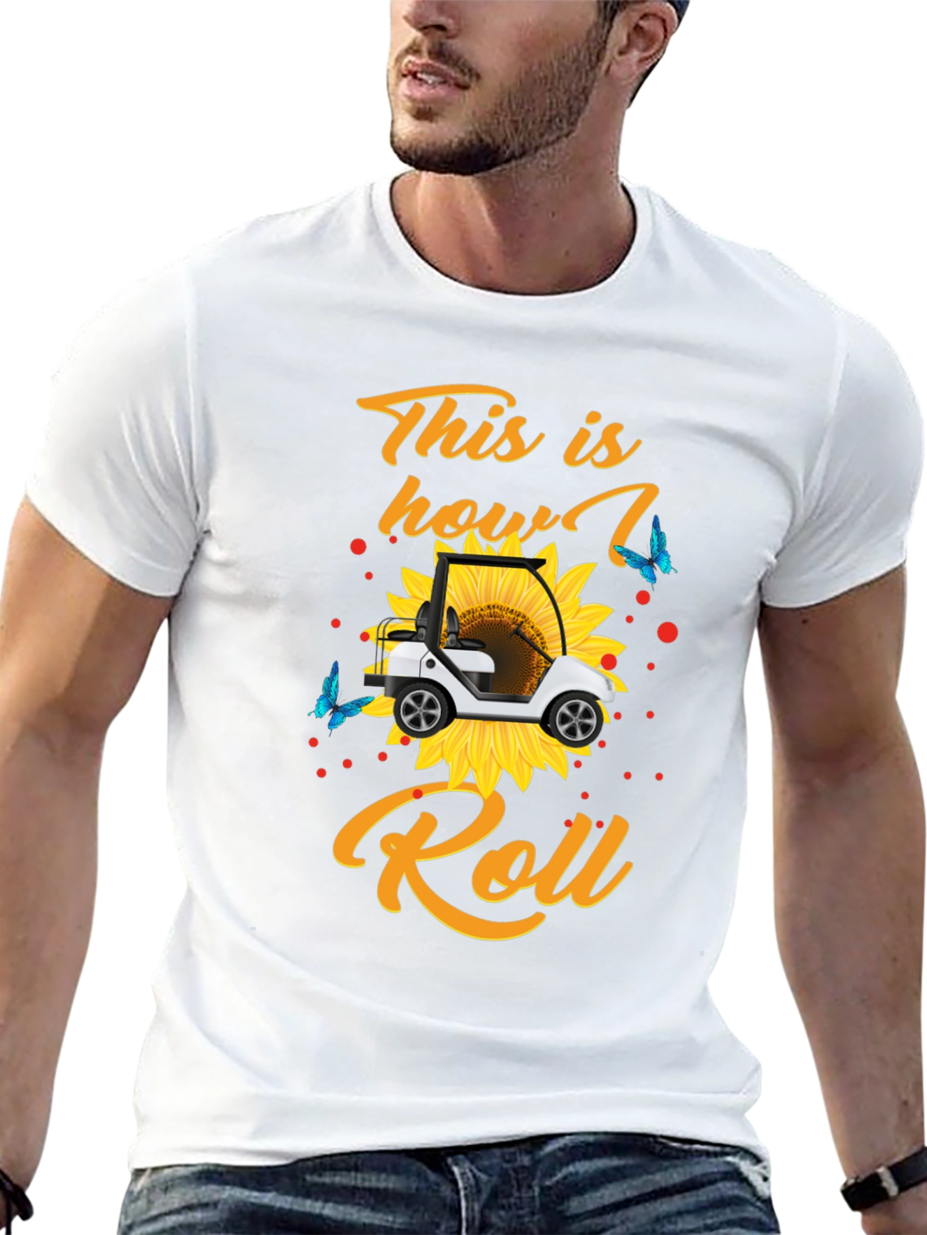 Golf Cart Sunflower Graphic Tee