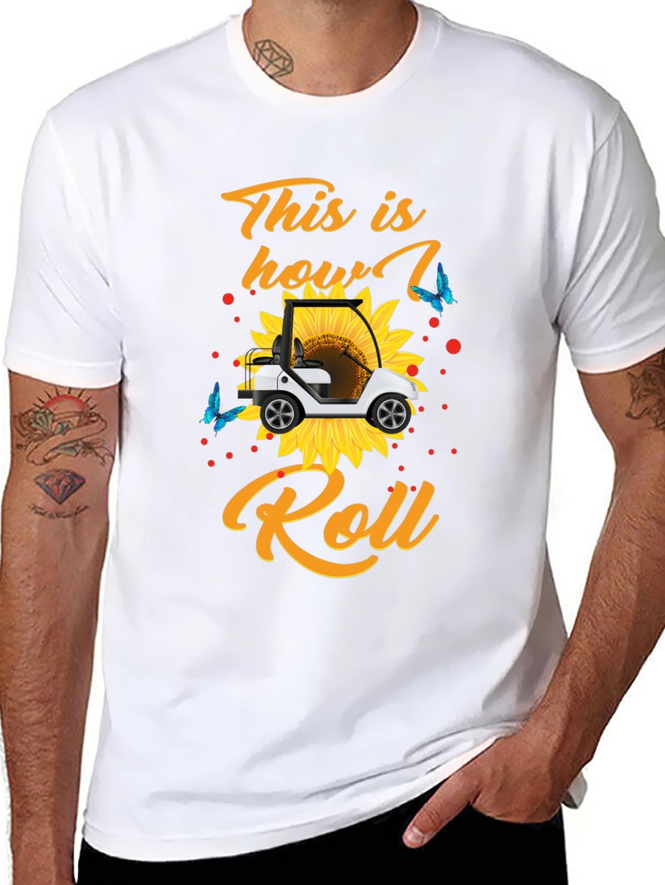 Golf Cart Sunflower Graphic Tee