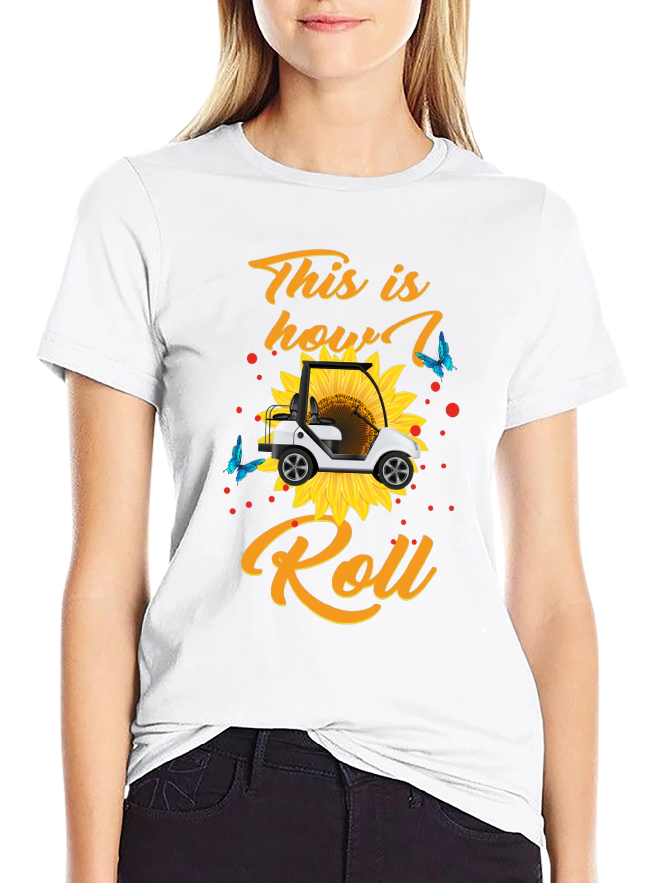 Golf Cart Sunflower Graphic Tee