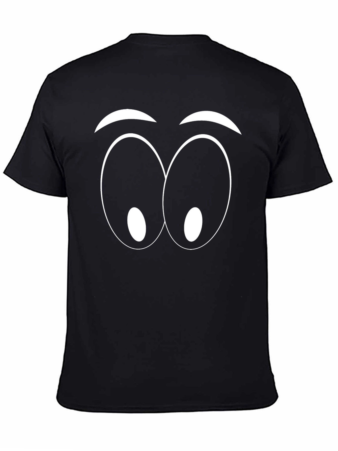 Funny Cartoon Eyes Graphic Black T-Shirt