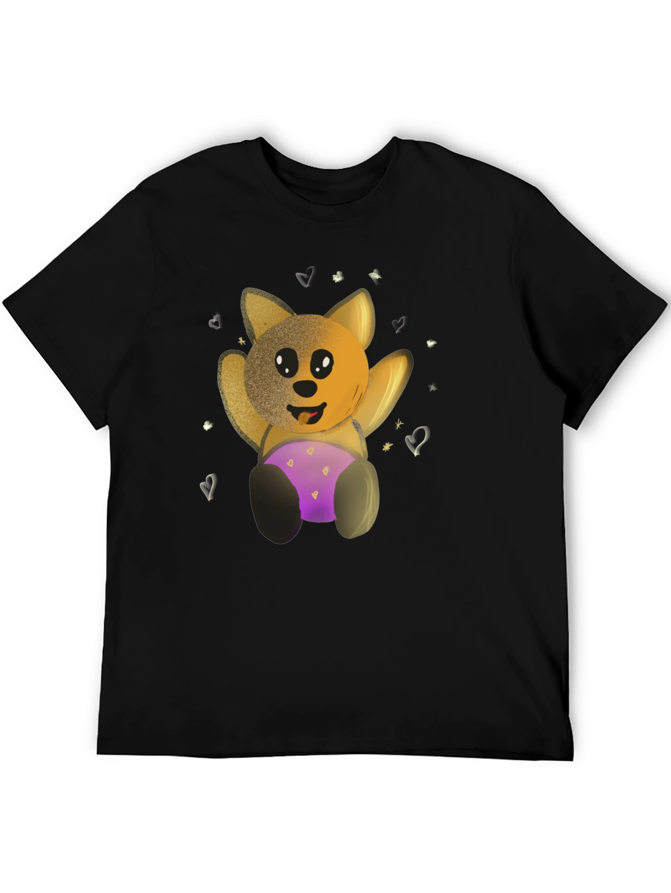Cute Cartoon Bear Black T-Shirt