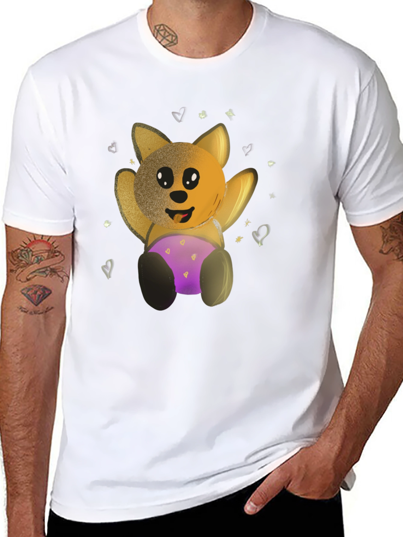 Cute Cartoon Bear Black T-Shirt