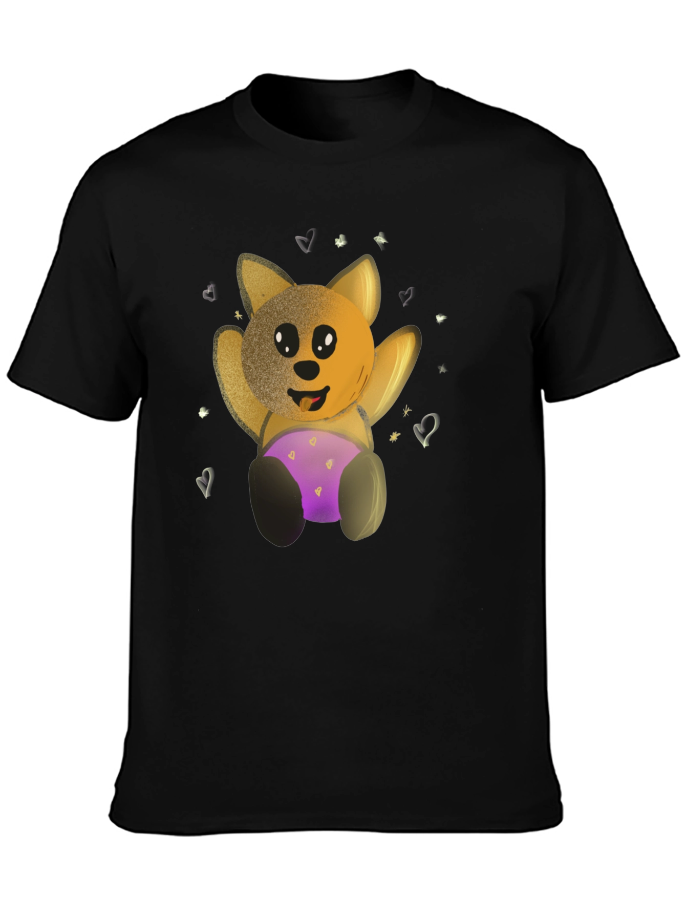 Cute Cartoon Bear Black T-Shirt