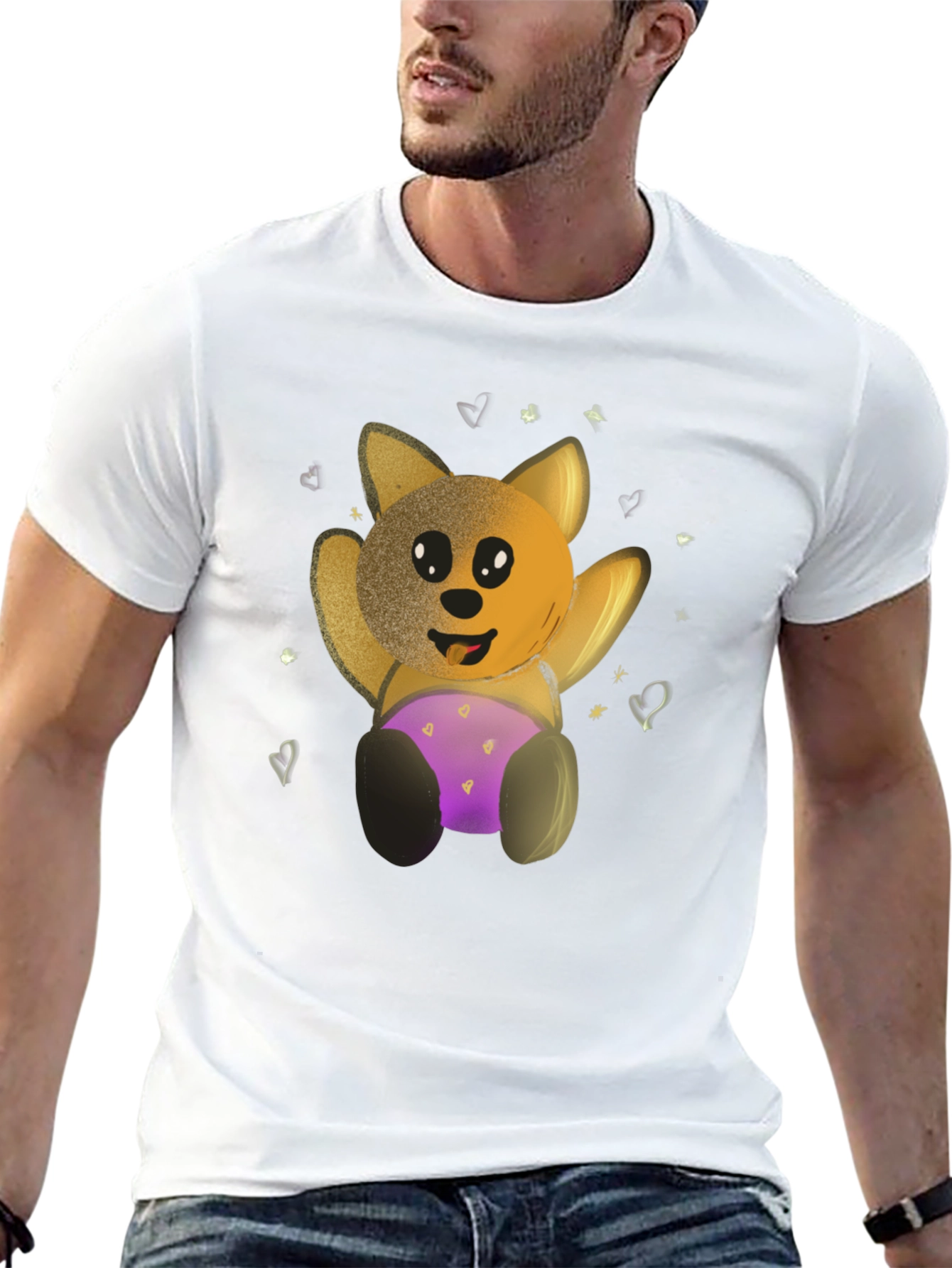 Cute Cartoon Bear Black T-Shirt