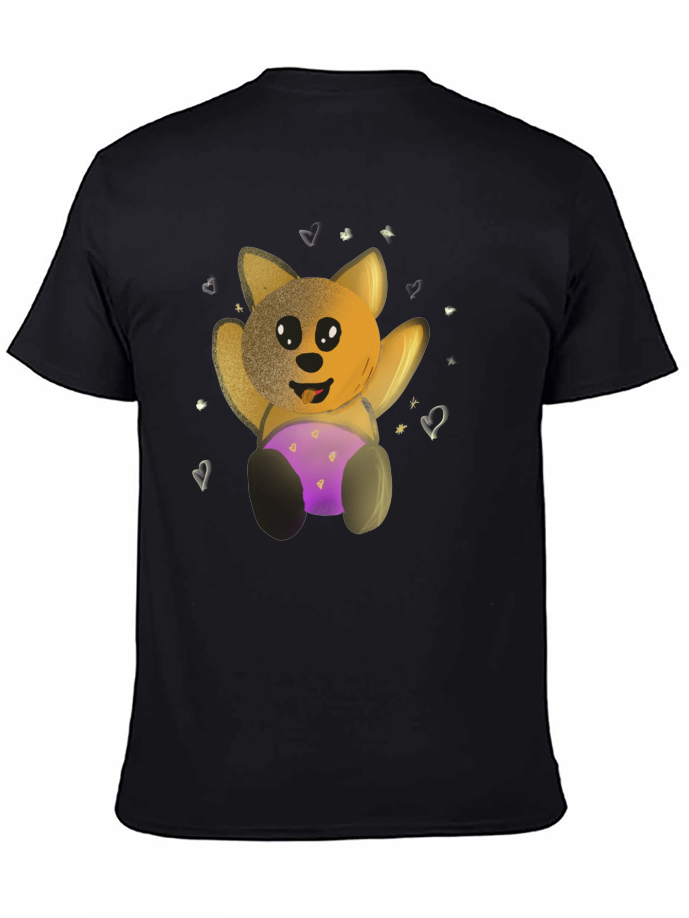 Cute Cartoon Bear Black T-Shirt