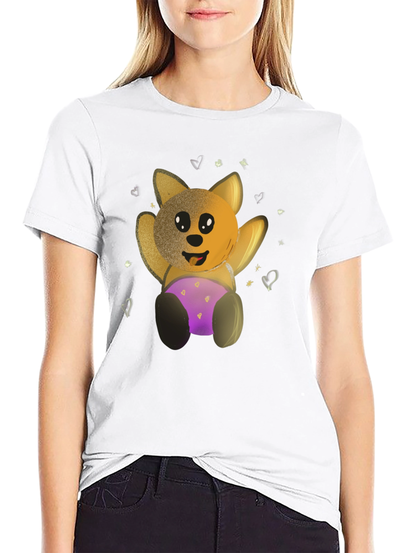 Cute Cartoon Bear Black T-Shirt