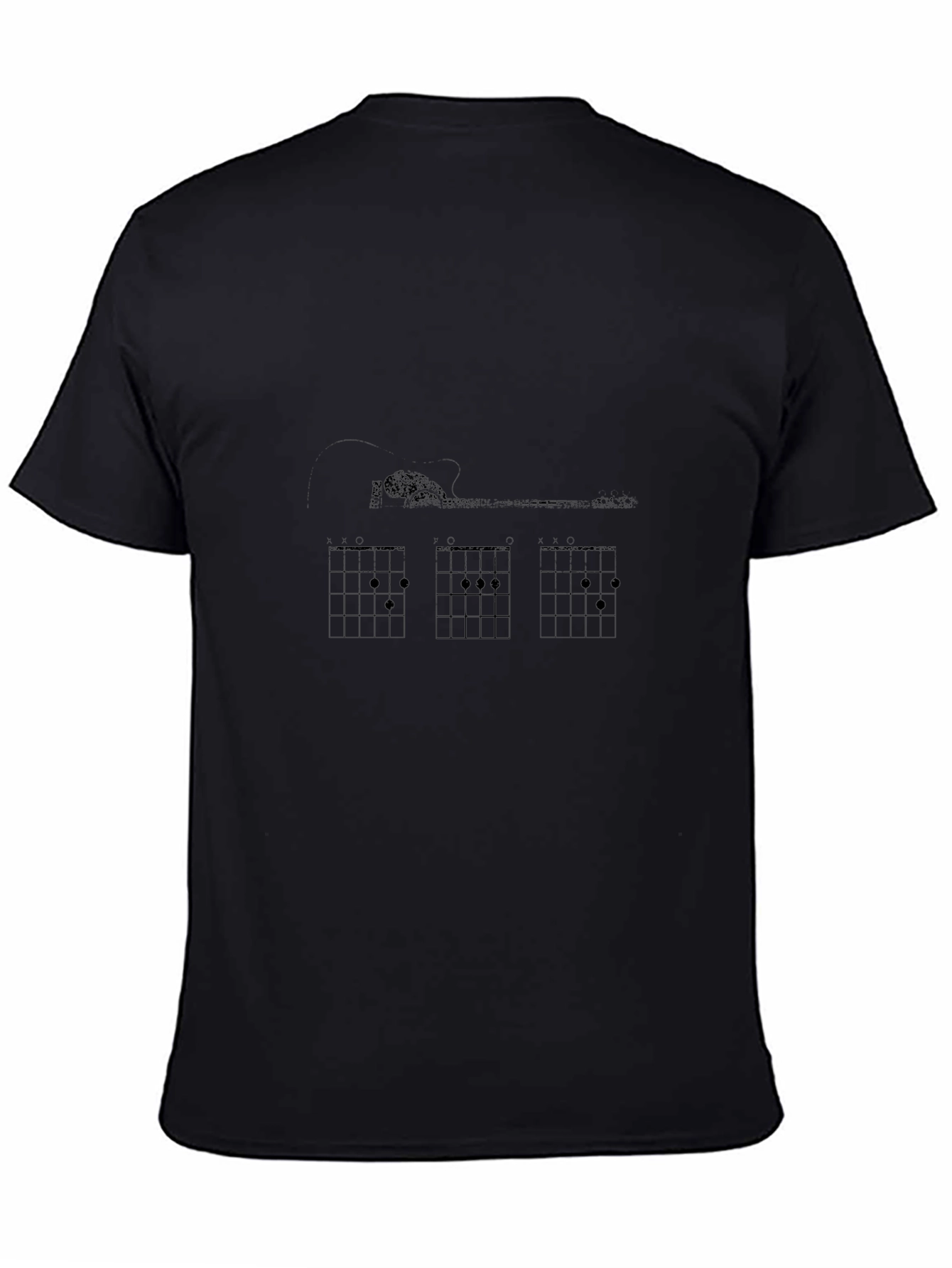 Ukulele Chords Graphic Print Black T-Shirt