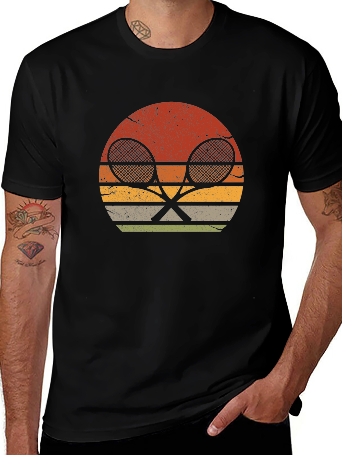 Retro Tennis Racket Graphic T-Shirt