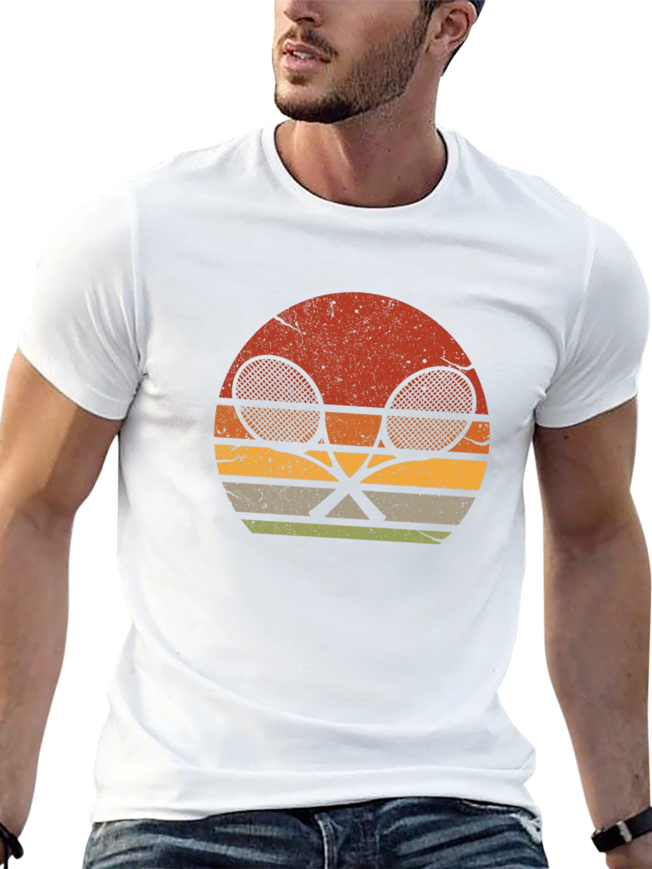 Retro Tennis Racket Graphic T-Shirt