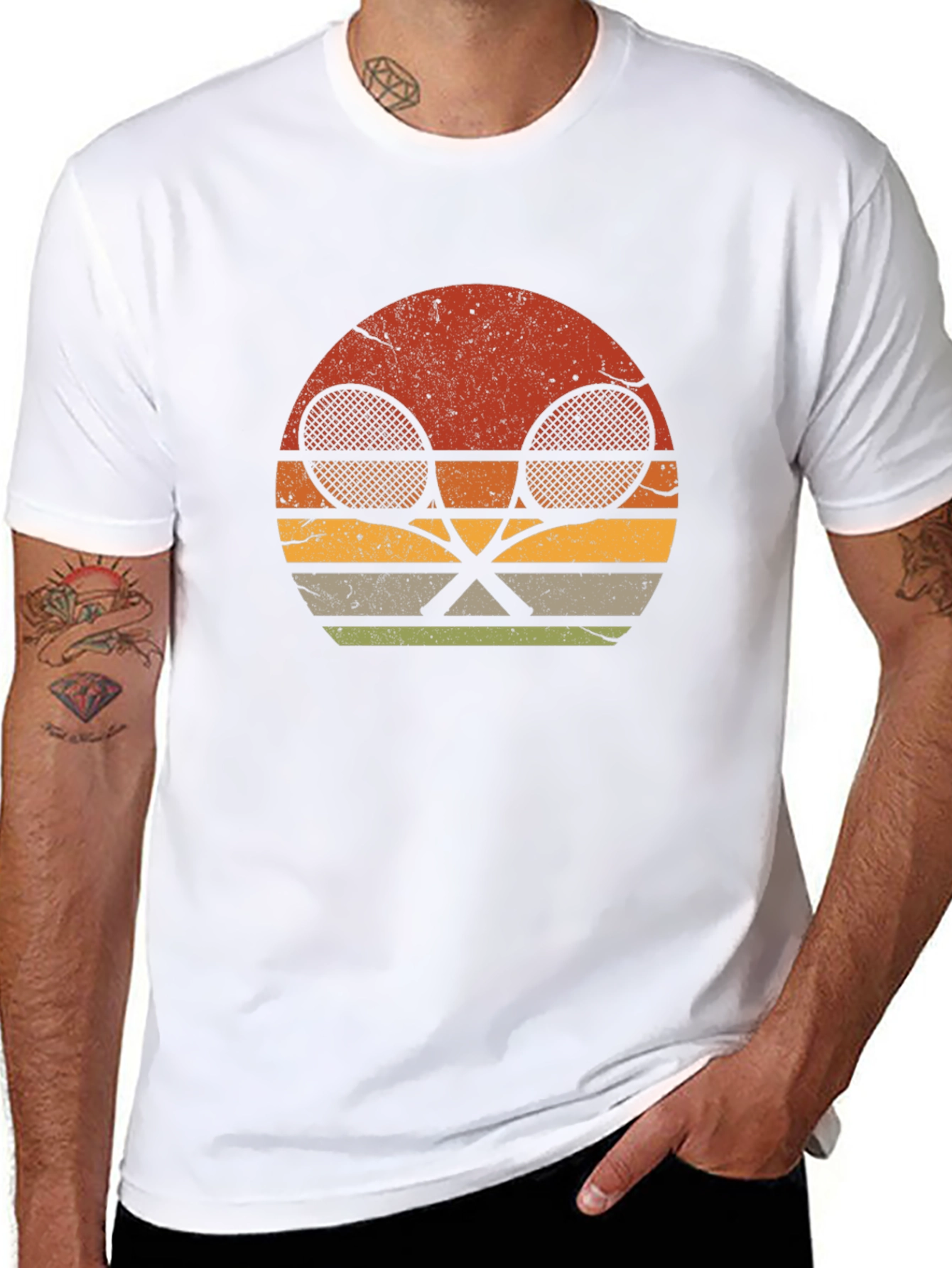 Retro Tennis Racket Graphic T-Shirt