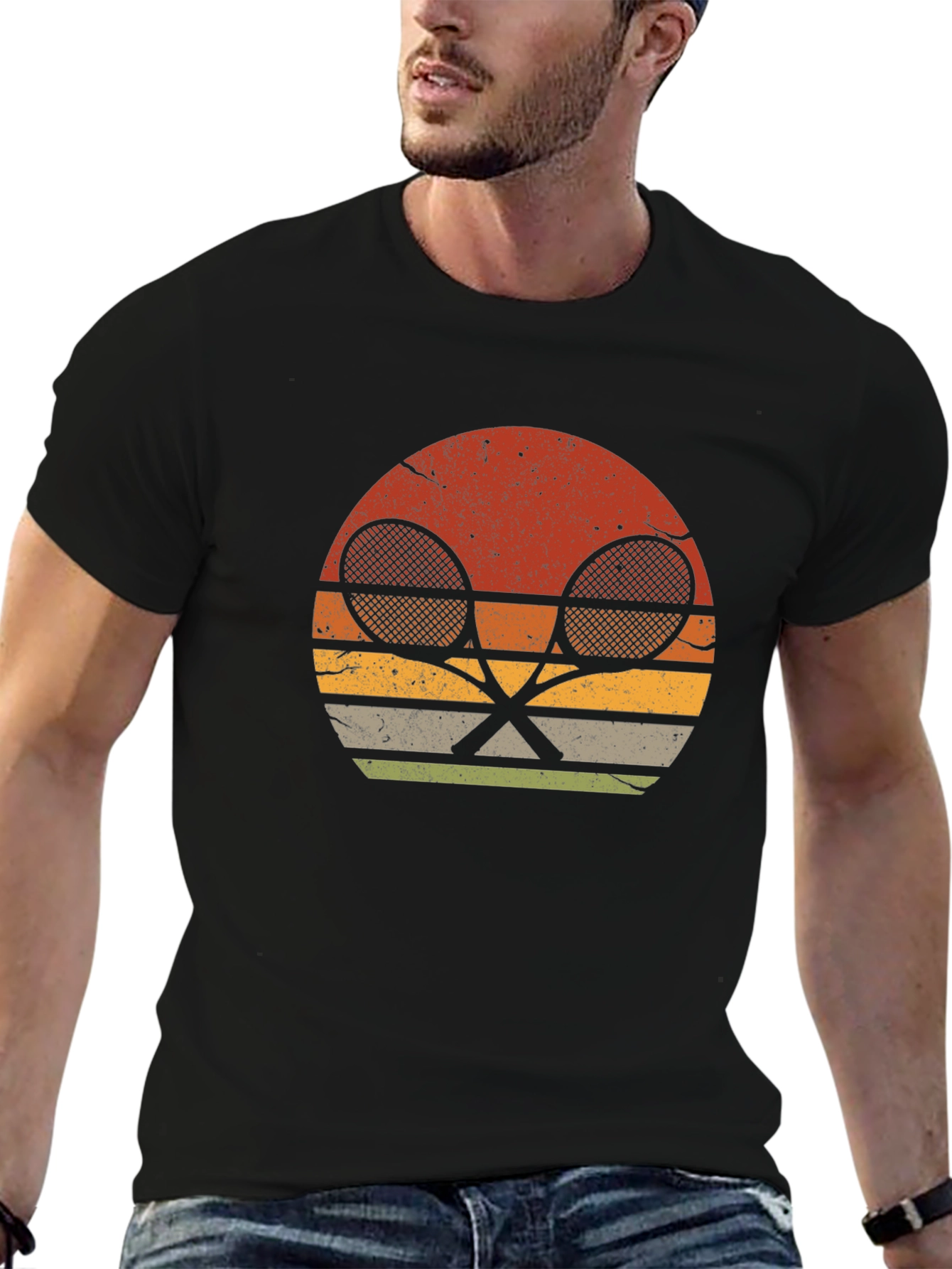 Retro Tennis Racket Graphic T-Shirt