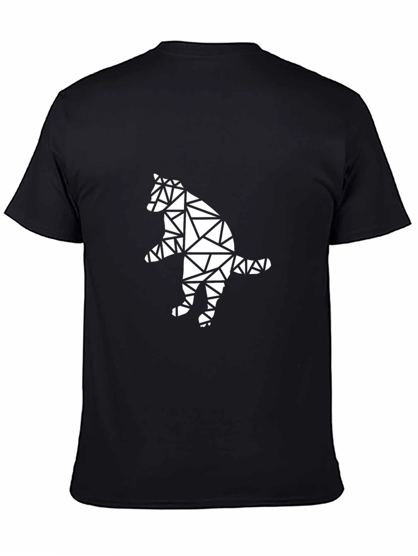 Geometric Cat Graphic Tee - Black Cotton T-Shirt