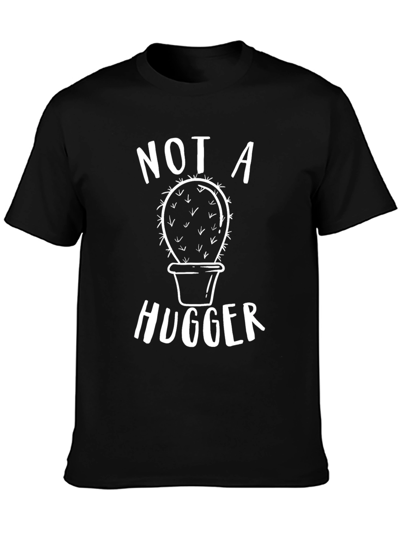 Not a Hugger Cactus T-Shirt - Black