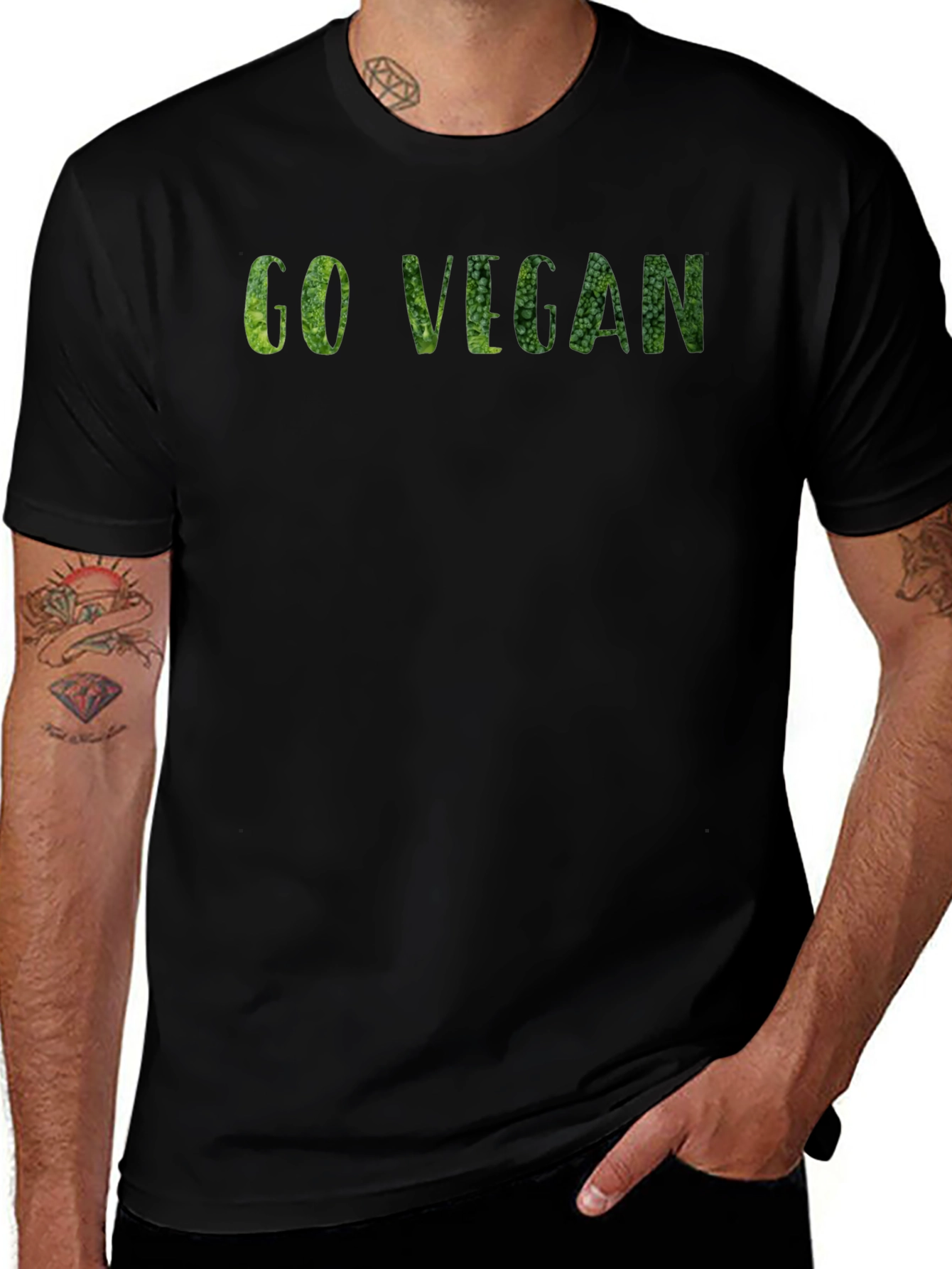 Go Vegan Broccoli Graphic T-Shirt