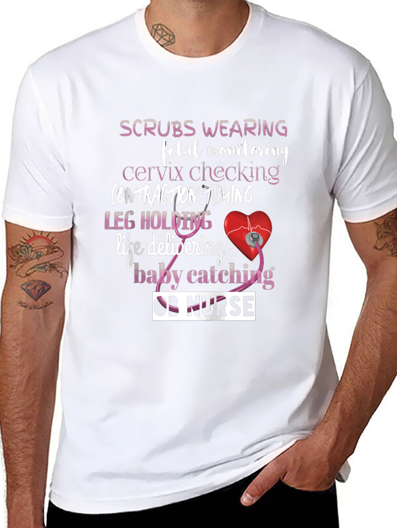 OB Nurse T-Shirt: Scrubs Wearing & Life Delivering