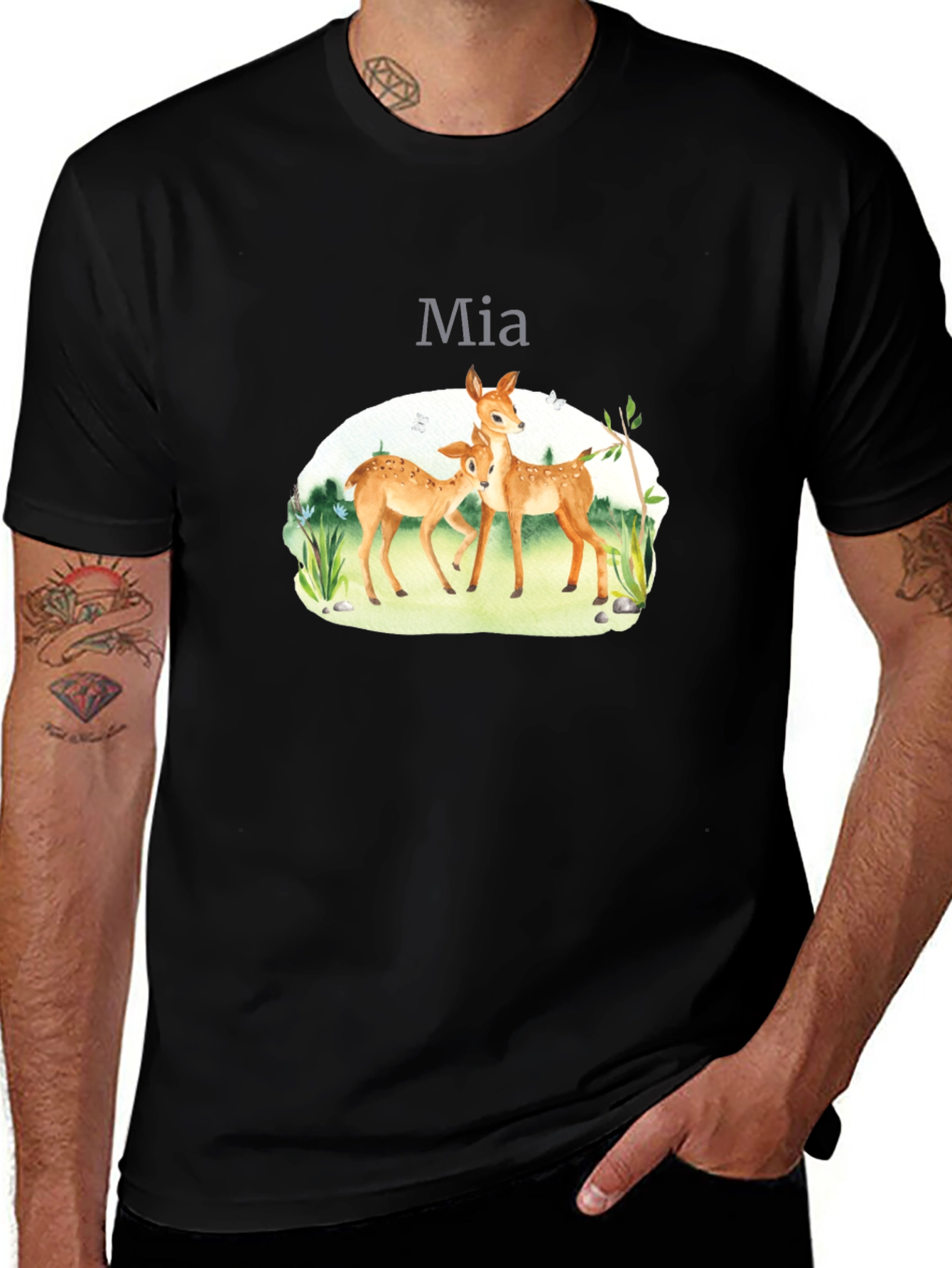 Deer Family Graphic T-Shirt