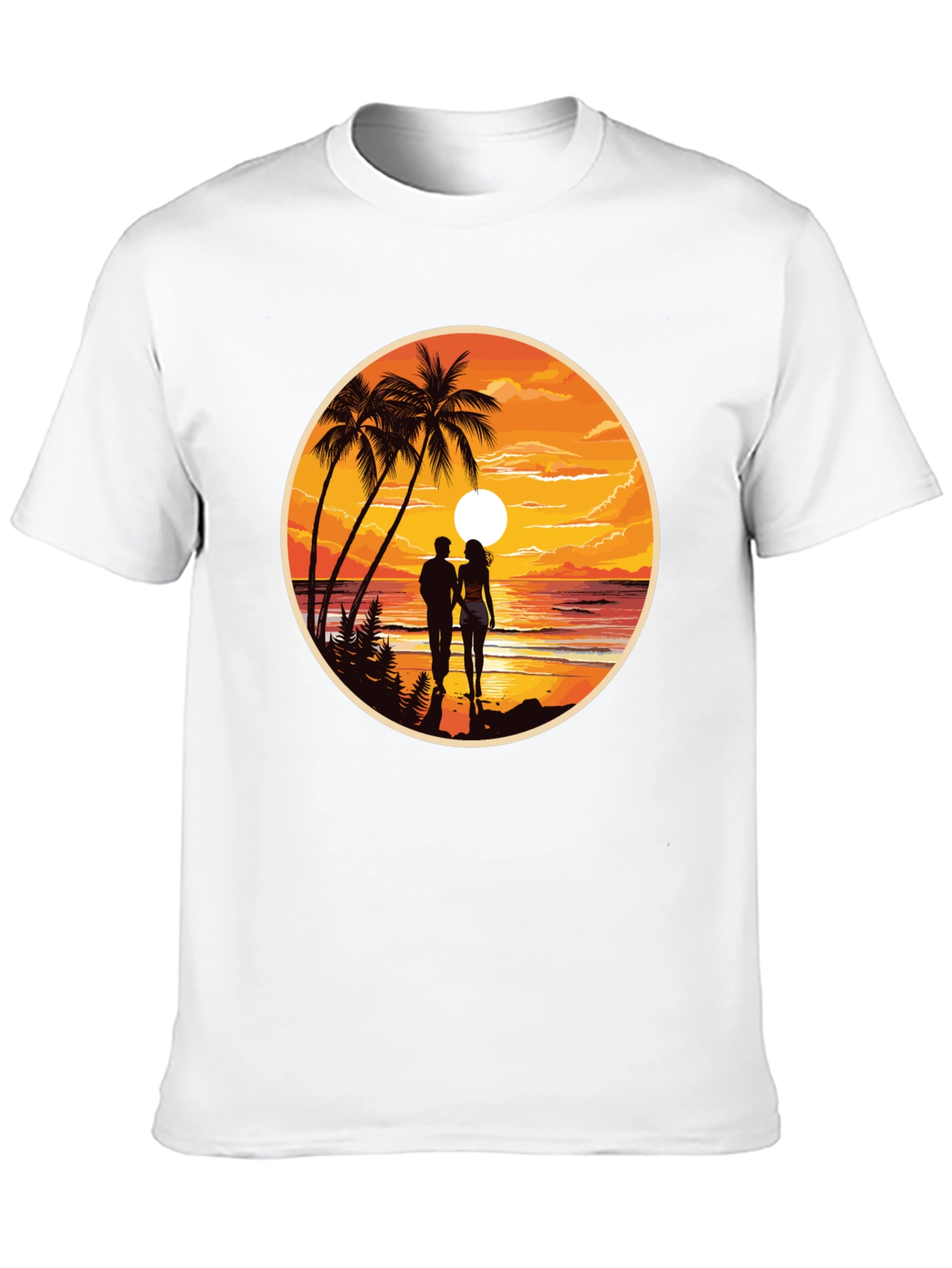 Tropical Sunset Couple T-Shirt - Island Paradise