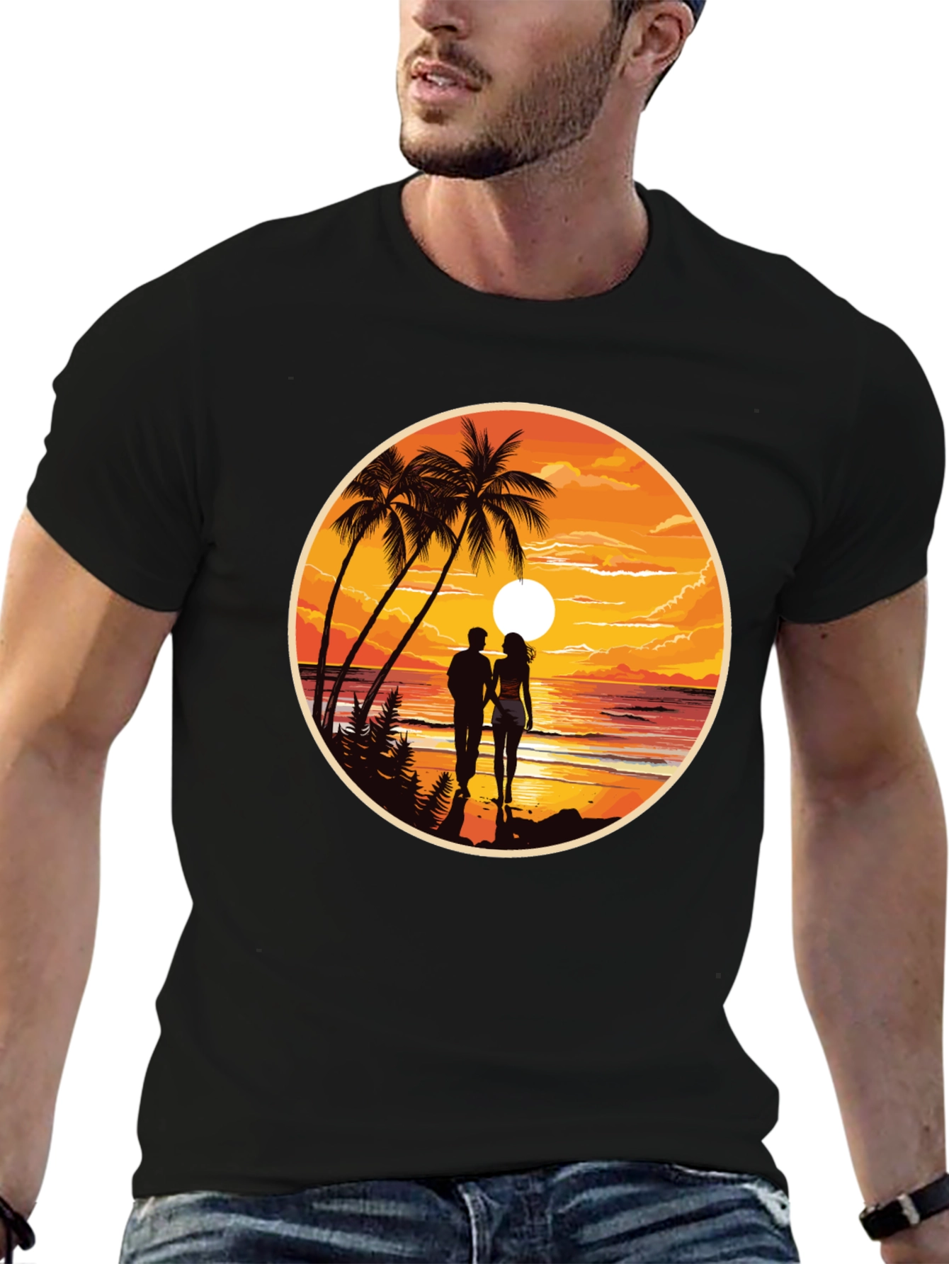Tropical Sunset Couple T-Shirt - Island Paradise