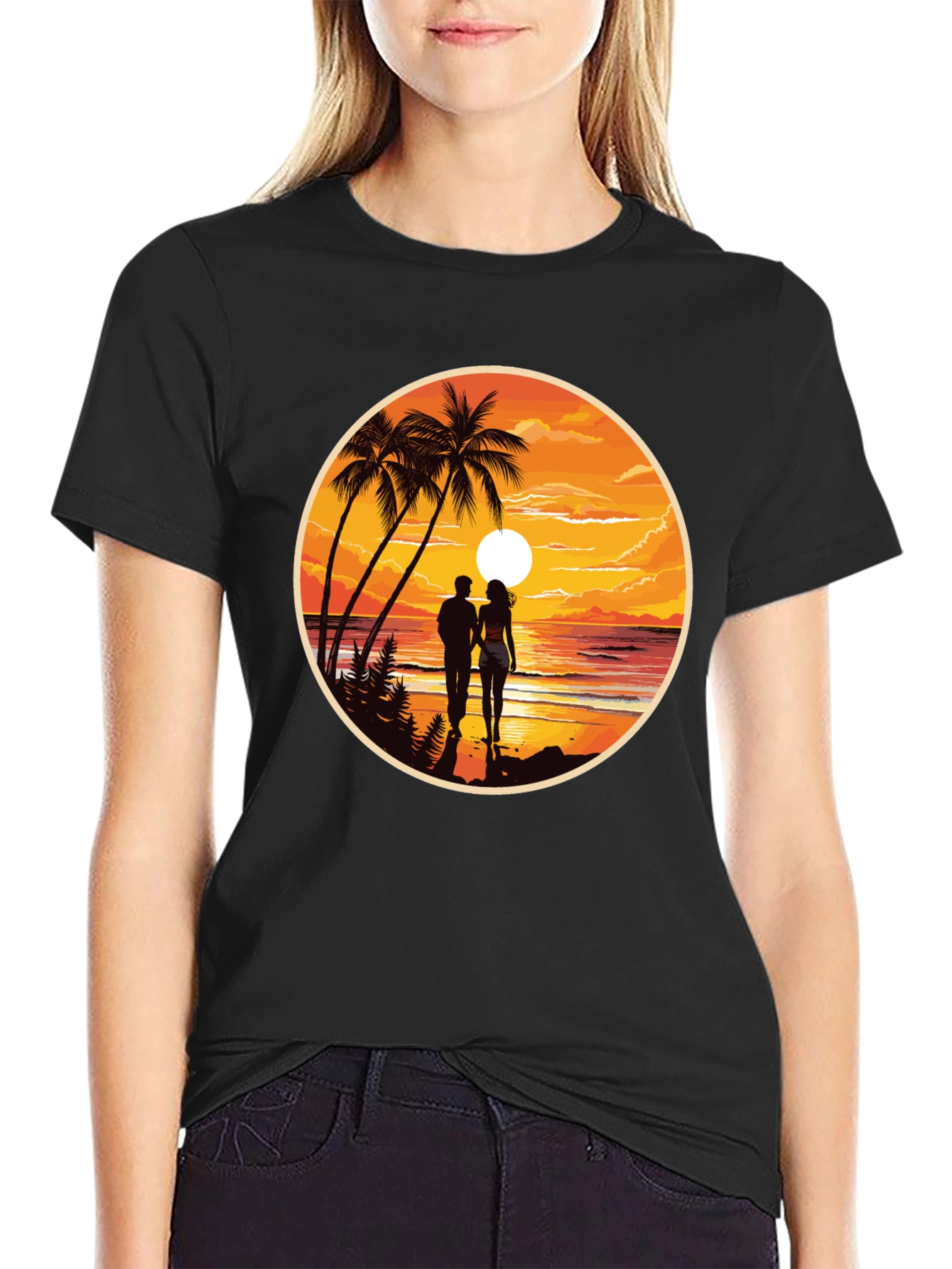 Tropical Sunset Couple T-Shirt - Island Paradise
