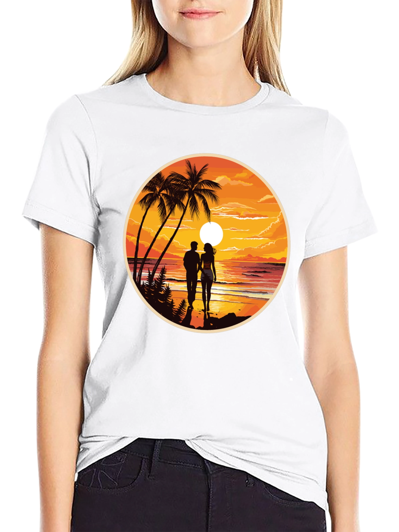 Tropical Sunset Couple T-Shirt - Island Paradise