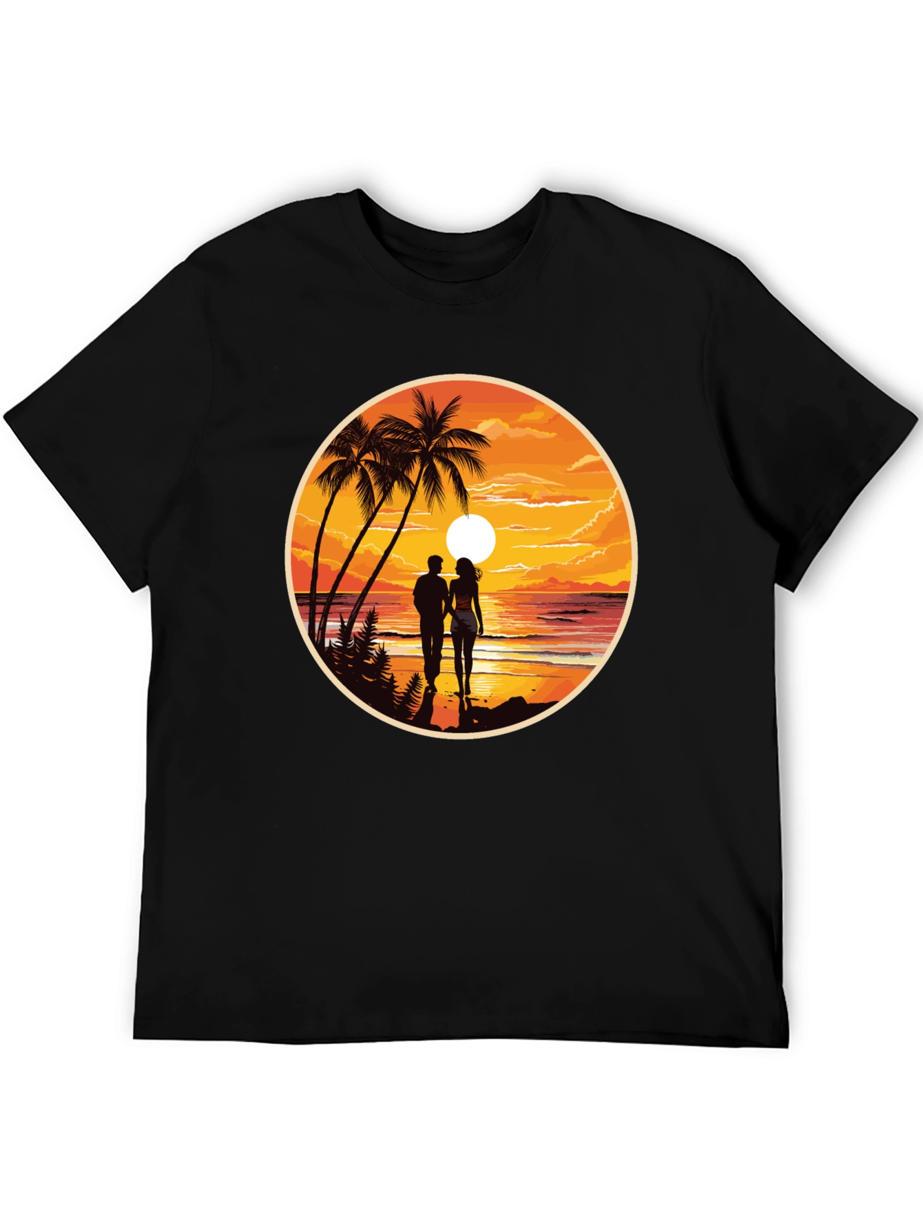 Tropical Sunset Couple T-Shirt - Island Paradise