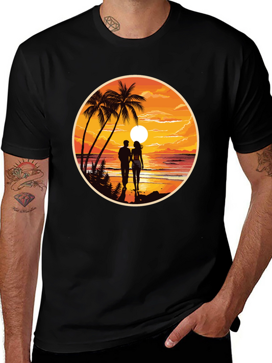 Tropical Sunset Couple T-Shirt - Island Paradise