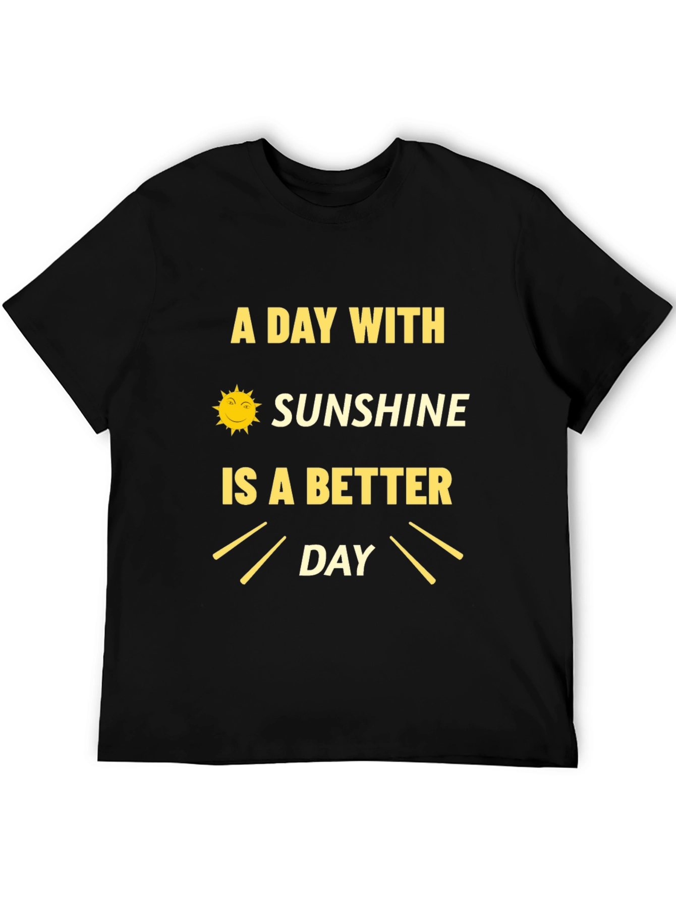 Sunshine Day Graphic Tee - Black Cotton T-Shirt