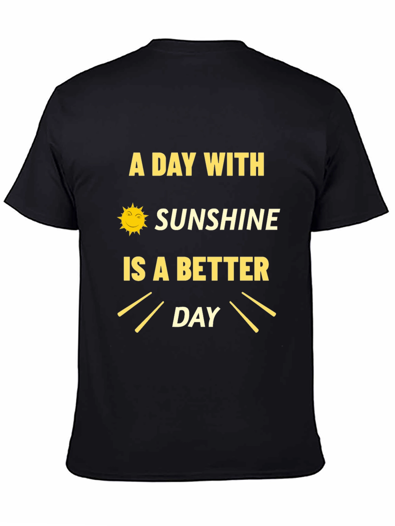 Sunshine Day Graphic Tee - Black Cotton T-Shirt