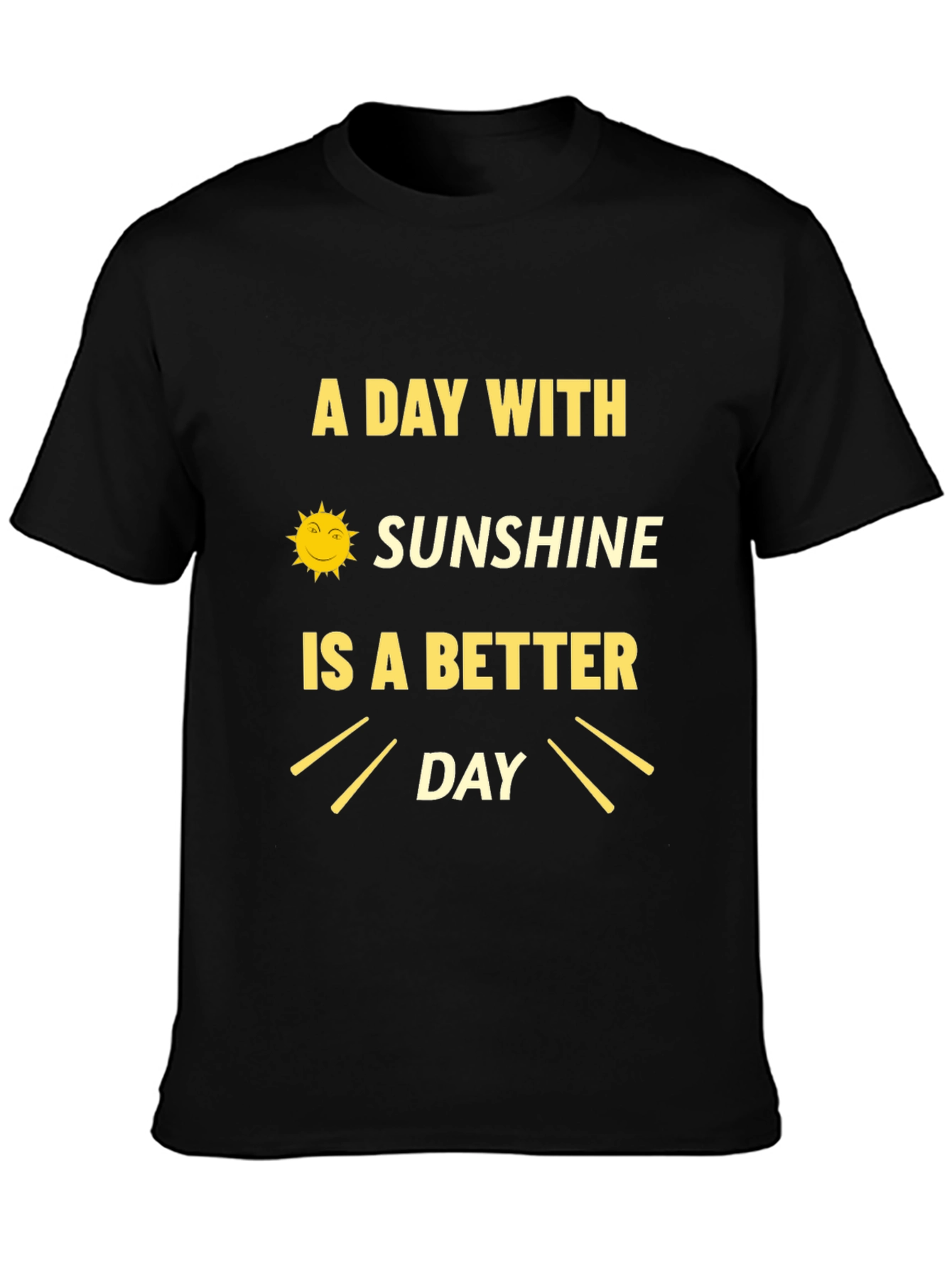 Sunshine Day Graphic Tee - Black Cotton T-Shirt