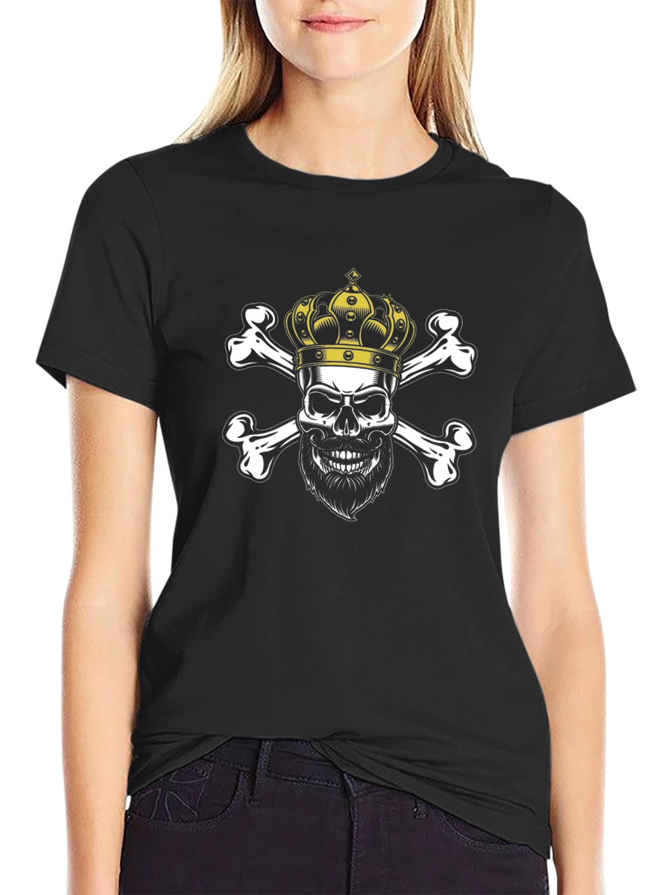 Skull King Graphic Tee - Black Crew Neck