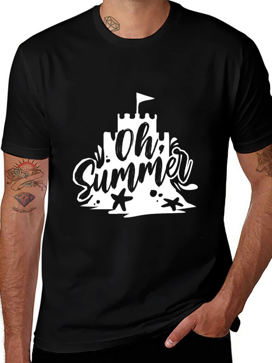 Oh Summer Black T-Shirt - Beach Vacation Style