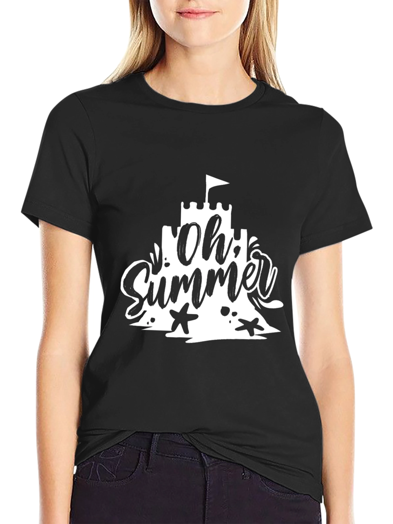 Oh Summer Black T-Shirt - Beach Vacation Style