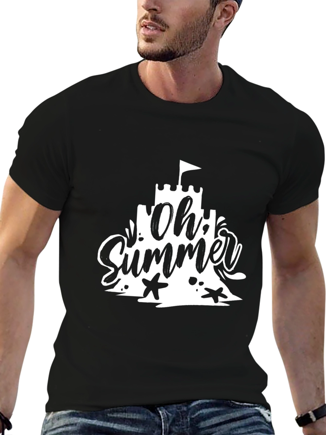 Oh Summer Black T-Shirt - Beach Vacation Style