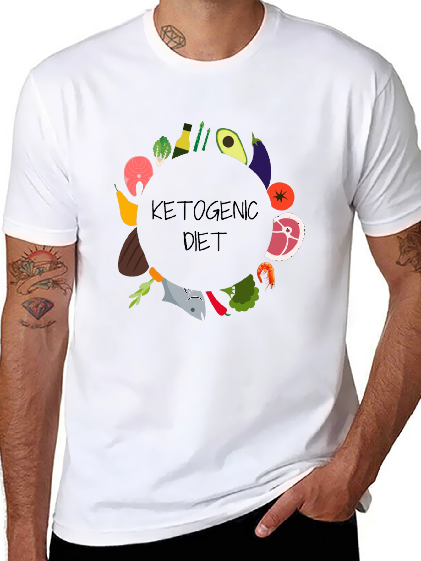 Ketogenic Diet T-Shirt - Food Circle Design