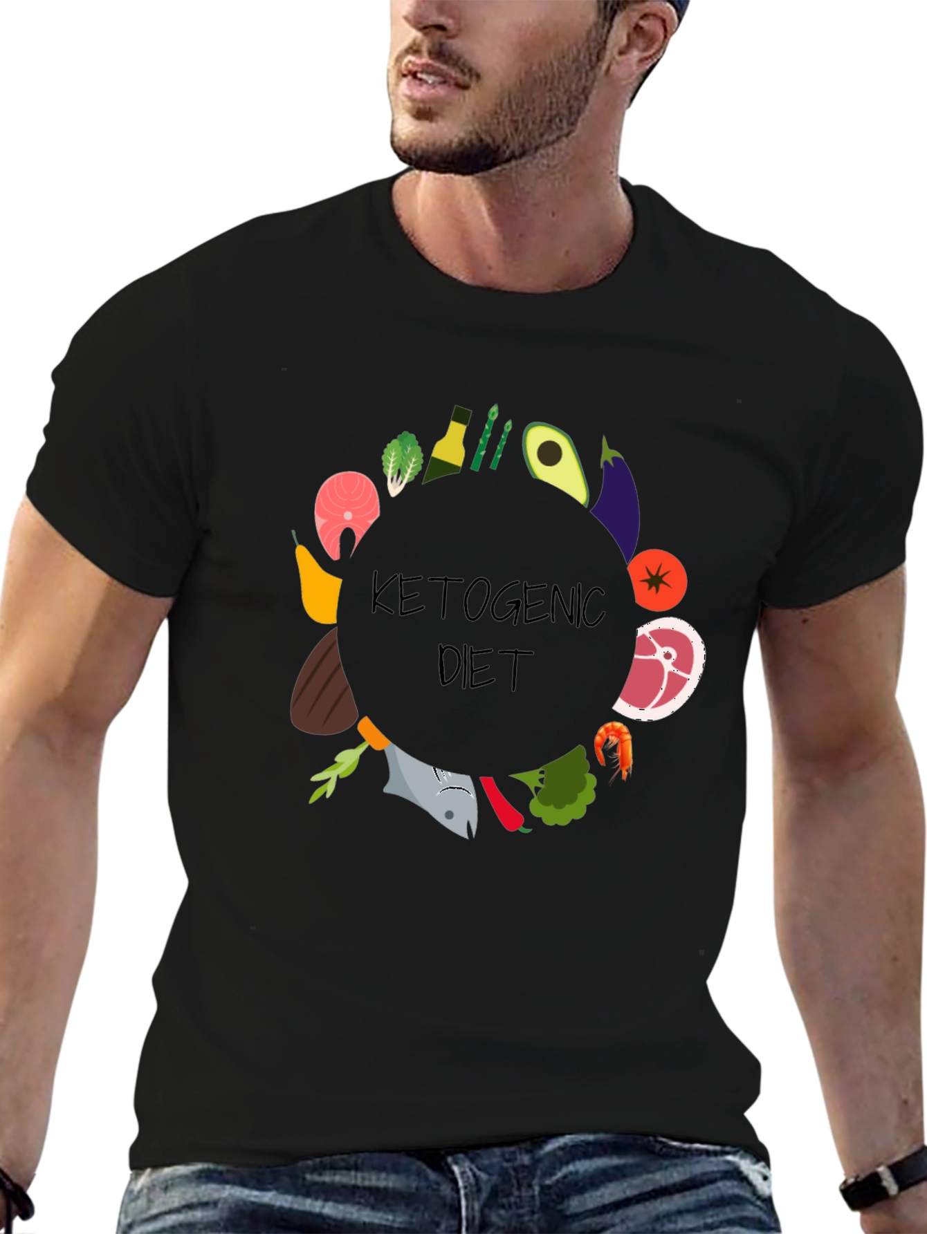 Ketogenic Diet T-Shirt - Food Circle Design