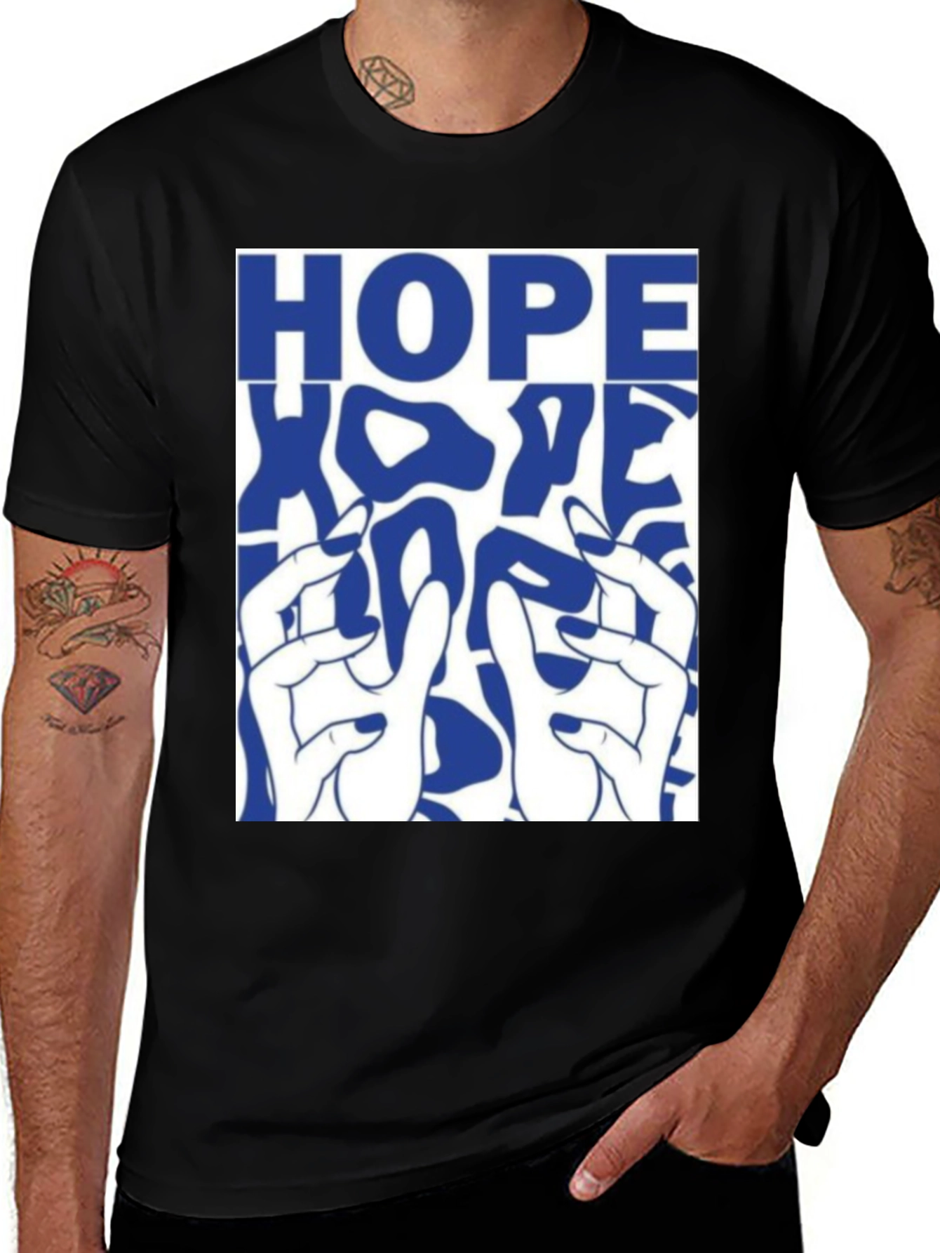 HOPE Graphic Print Black Cotton T-Shirt