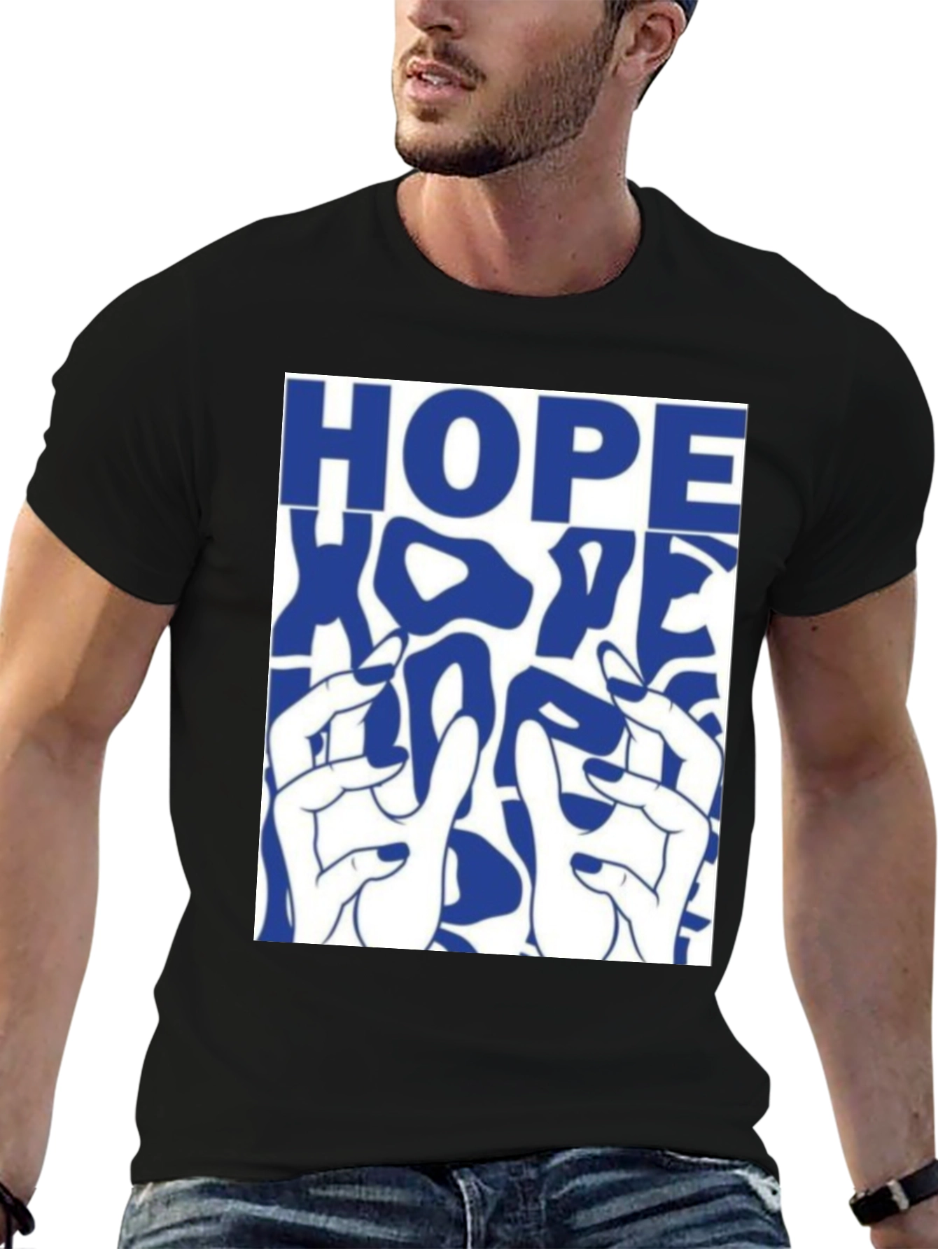 HOPE Graphic Print Black Cotton T-Shirt