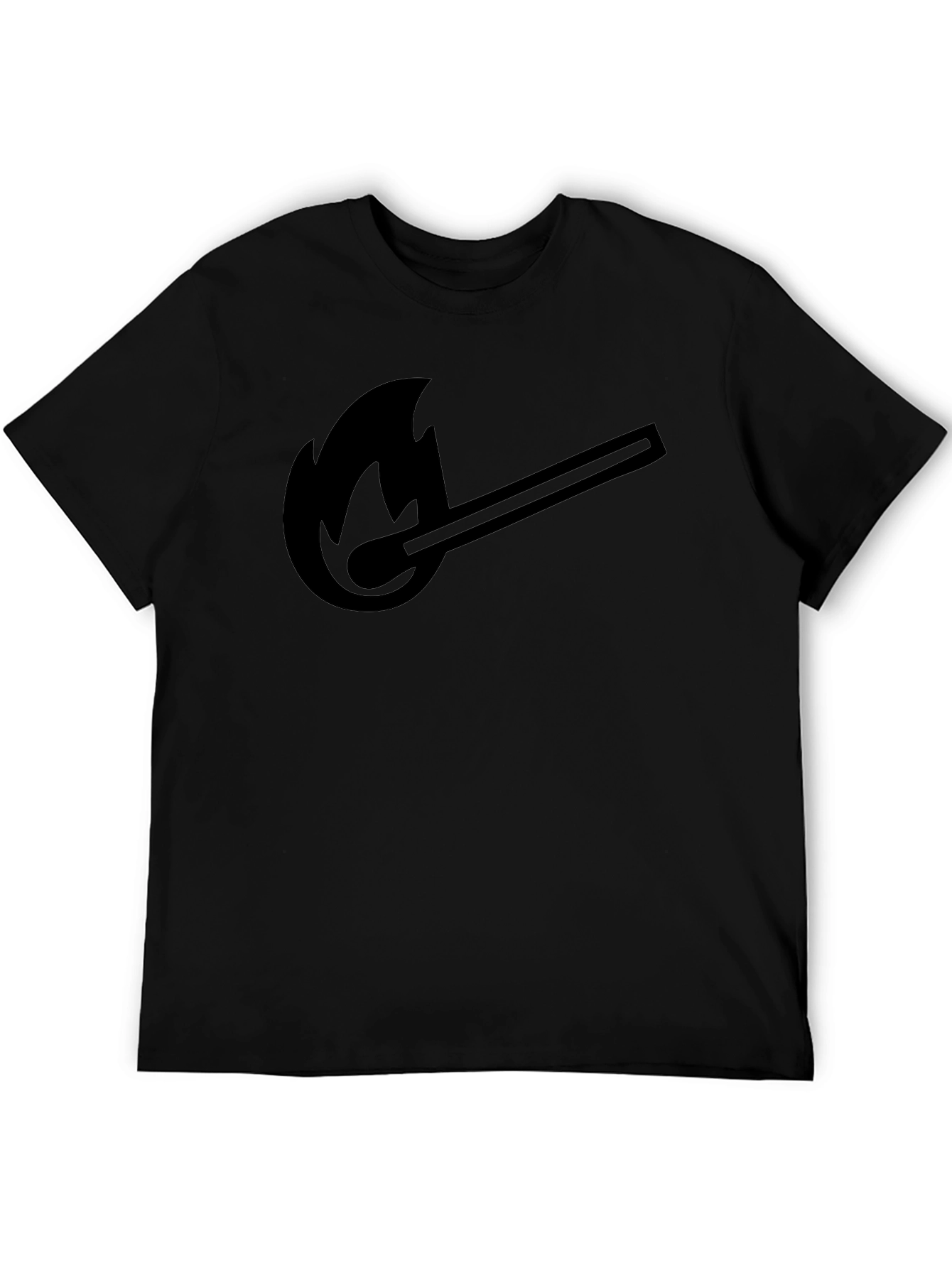 Burning Match Graphic T-Shirt - Solid Black Tee