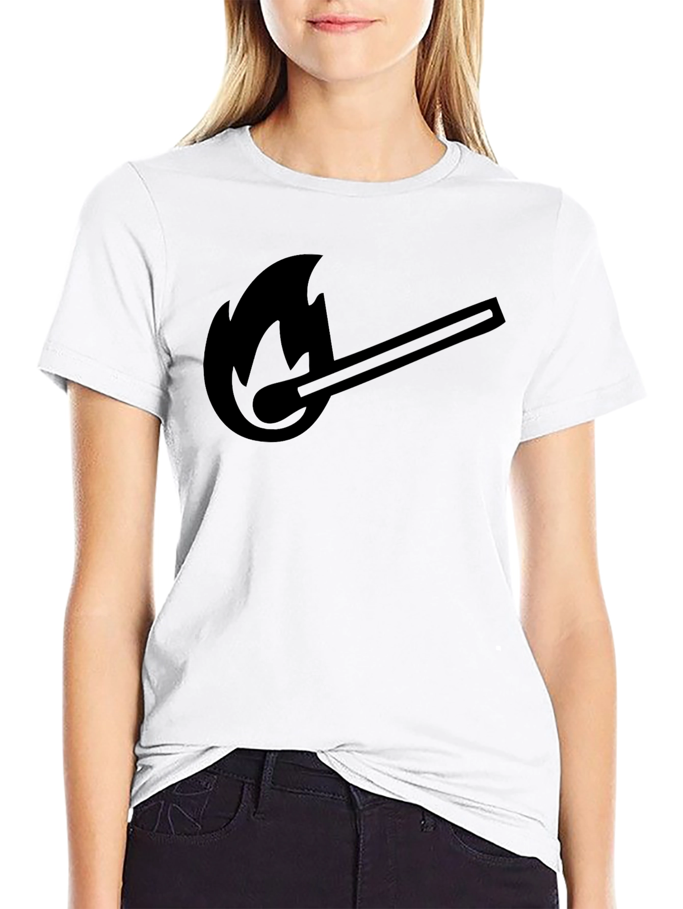 Burning Match Graphic T-Shirt - Solid Black Tee