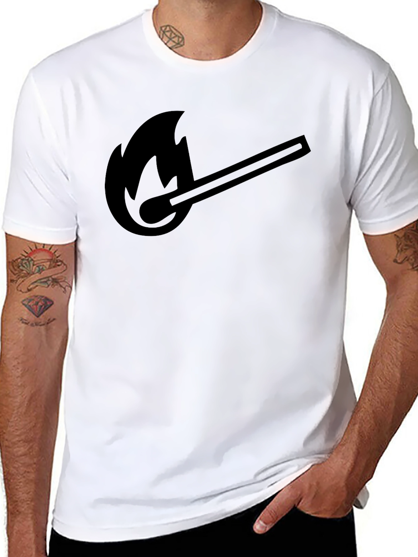 Burning Match Graphic T-Shirt - Solid Black Tee